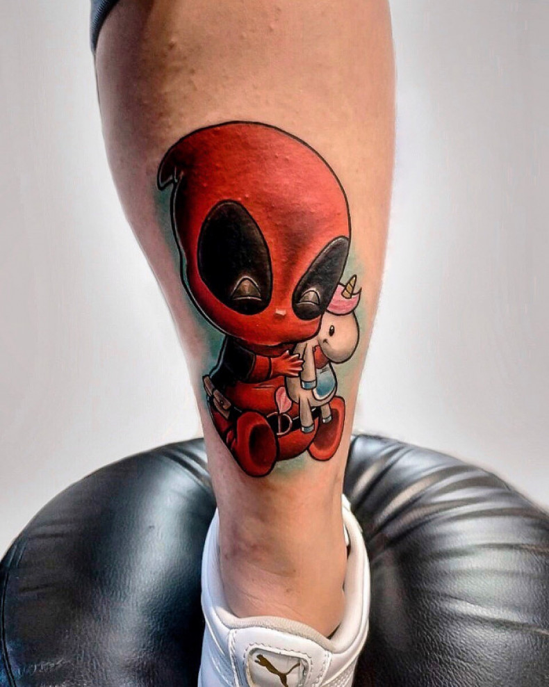 Męski Deadpool marvel, photo - Tatuażysta Barb Tattoo