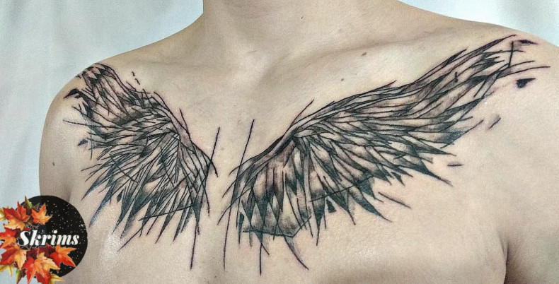 Men wings chest, photo - Tattoo Master Barb Tattoo