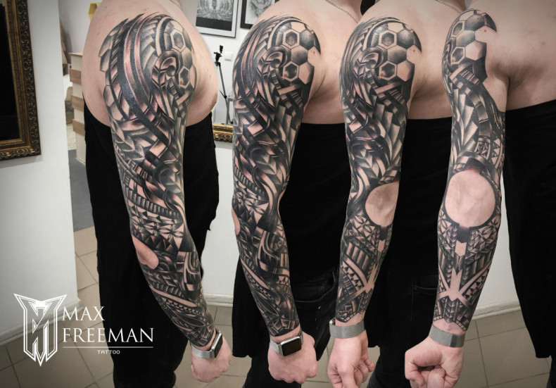 Men abstract whip shading, photo - Tattoo Master Barb Tattoo