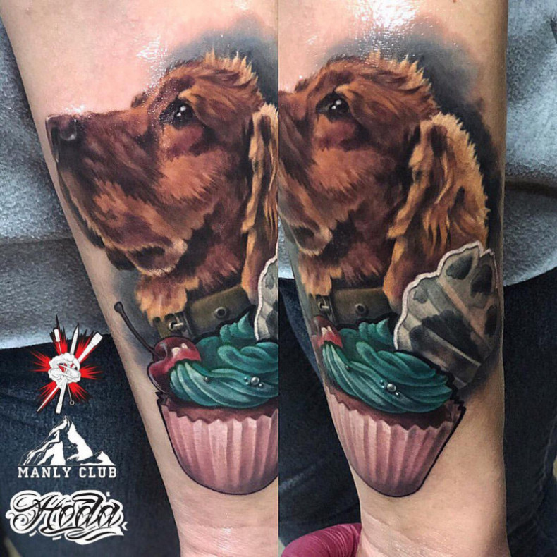 Мужские на предплечье тортик, photo - Тату мастер Barb Tattoo