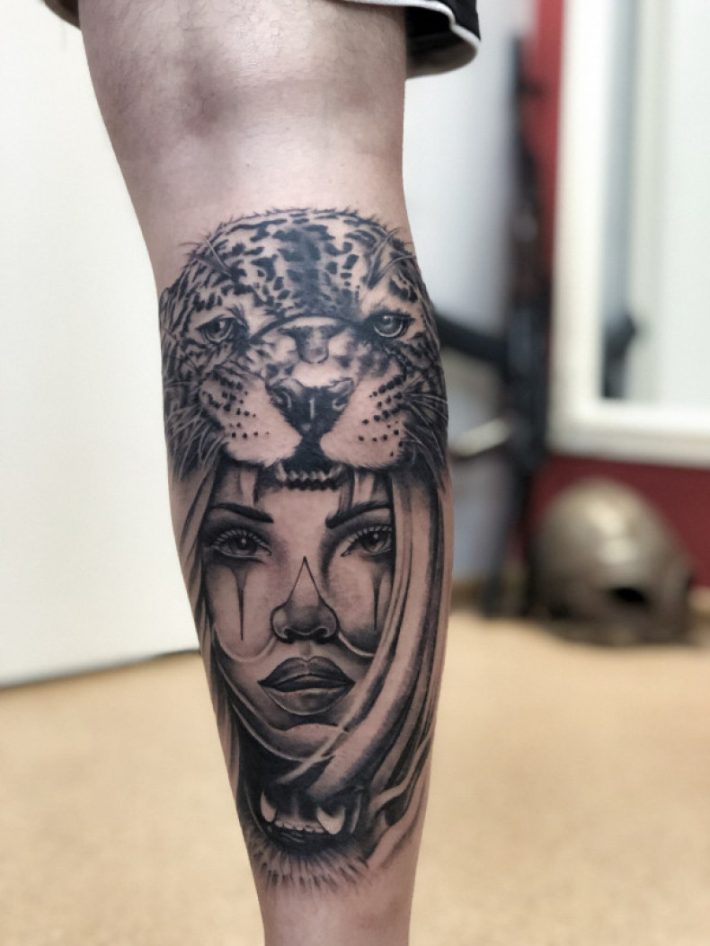 Mężczyźni dziewczyna noga, photo - Tatuażysta Barb Tattoo