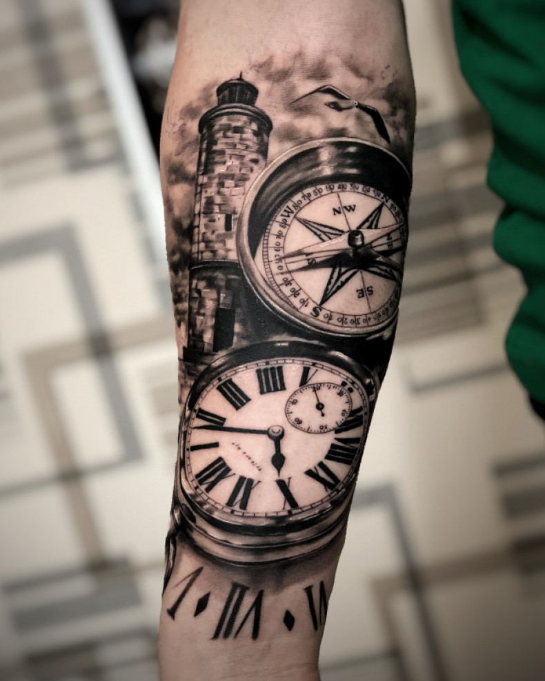 Männer Arm schwarzgrau, photo - Tattoo-Meister Barb Tattoo