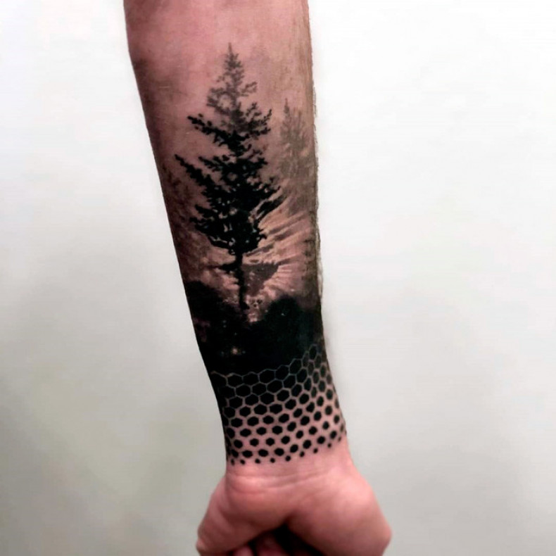 Men arm blackwork, photo - Tattoo Master Barb Tattoo