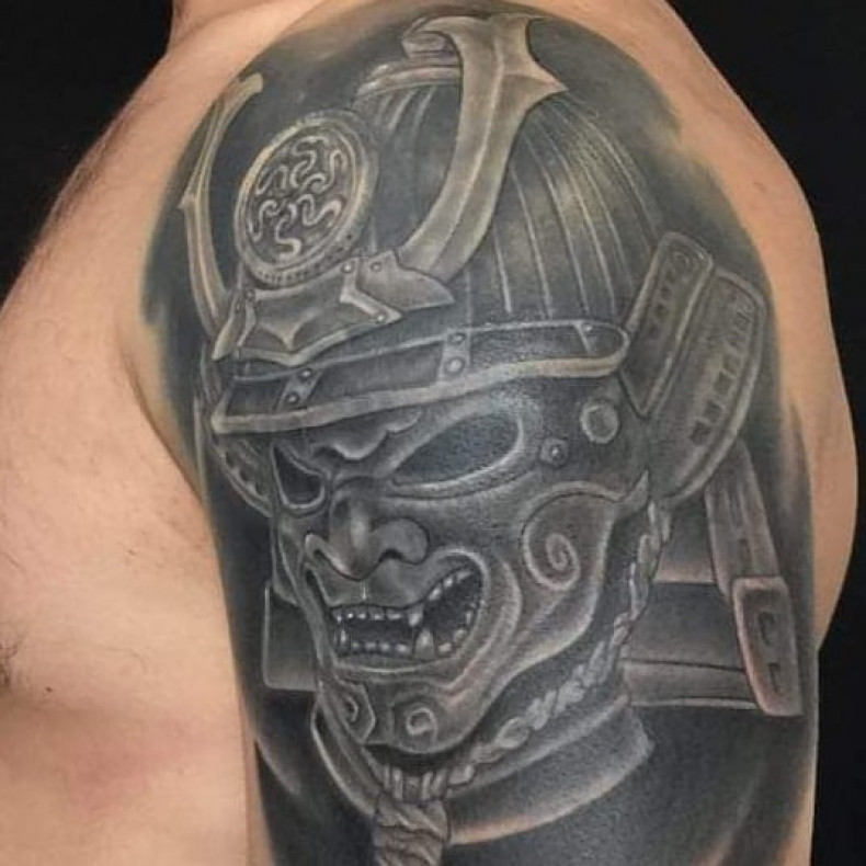 Scary samurai tattoo, photo - Tattoo Master Barb Tattoo