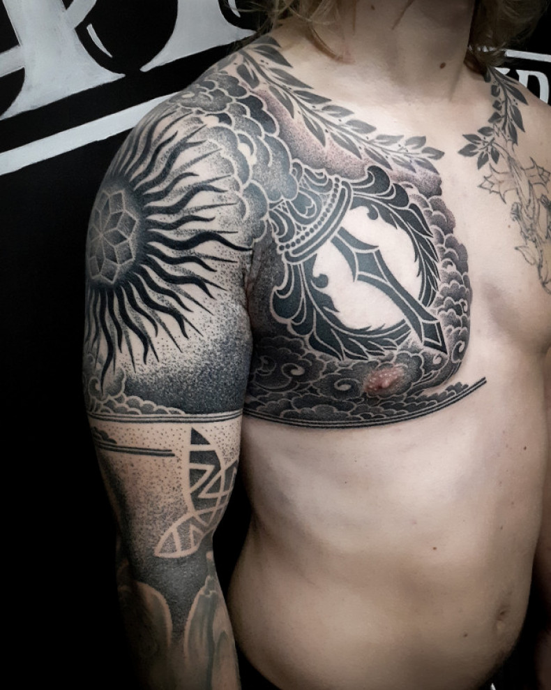 Męski Dotwork miecz, photo - Tatuażysta Barb Tattoo