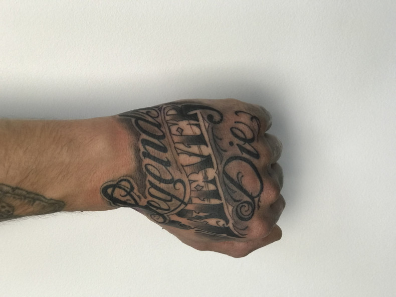 Men black and grey lettering, photo - Tattoo Master Barb Tattoo