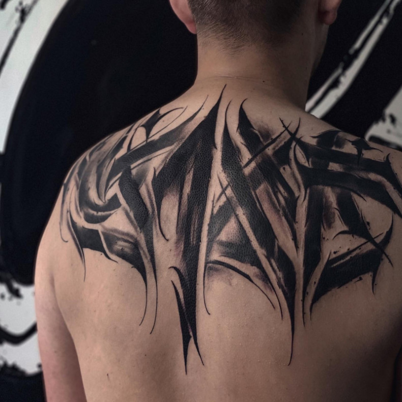 Мужские блэкворк готика, photo - Тату мастер Barb Tattoo