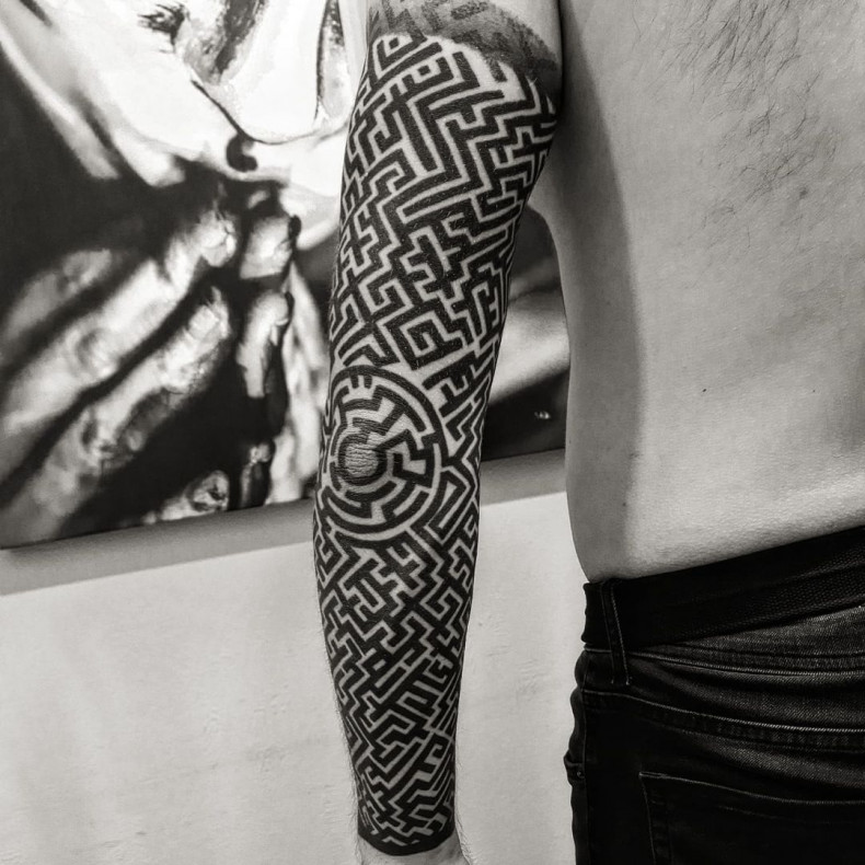 Tattoo sleeve geometry, #tattoos for men, photo - Tattoo Master Barb Tattoo