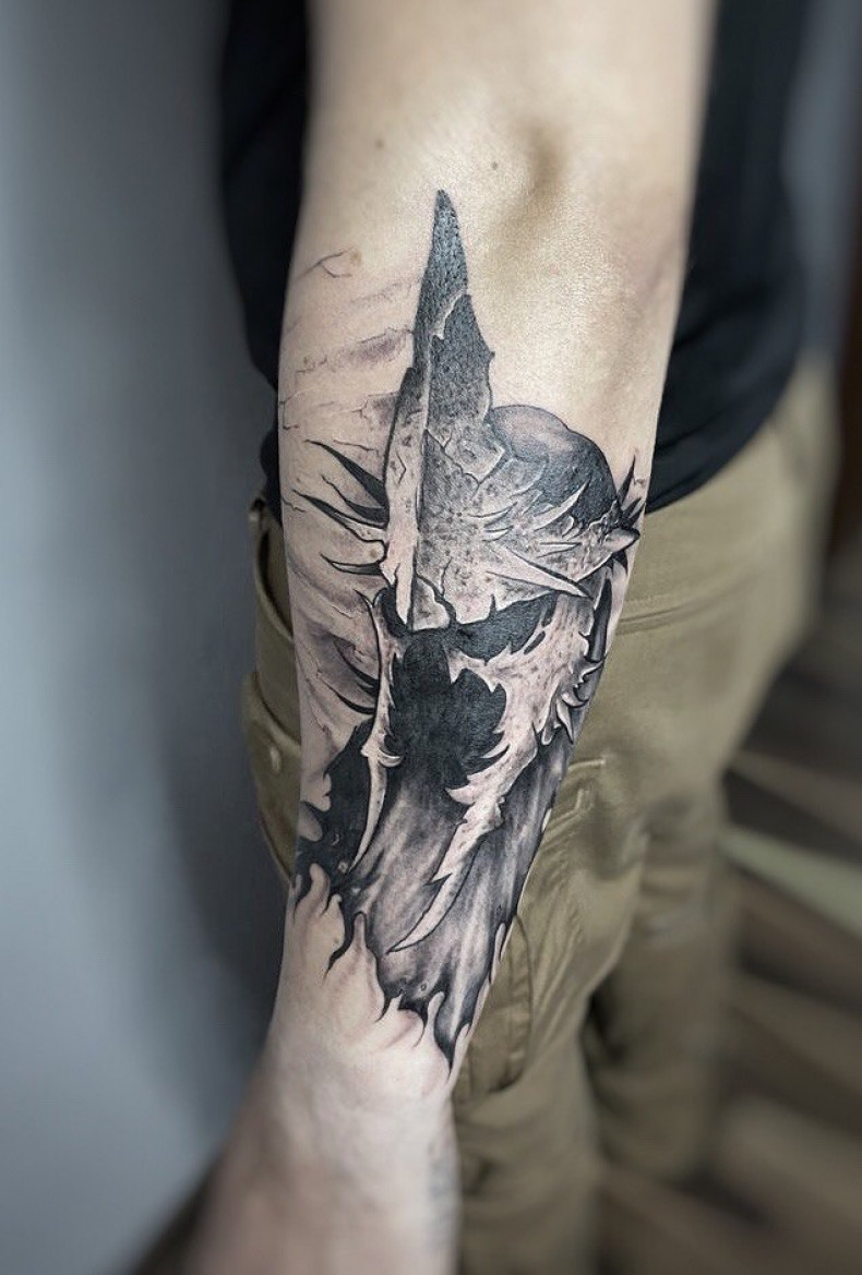 Мужские спартанец шлем, photo - Тату мастер Barb Tattoo