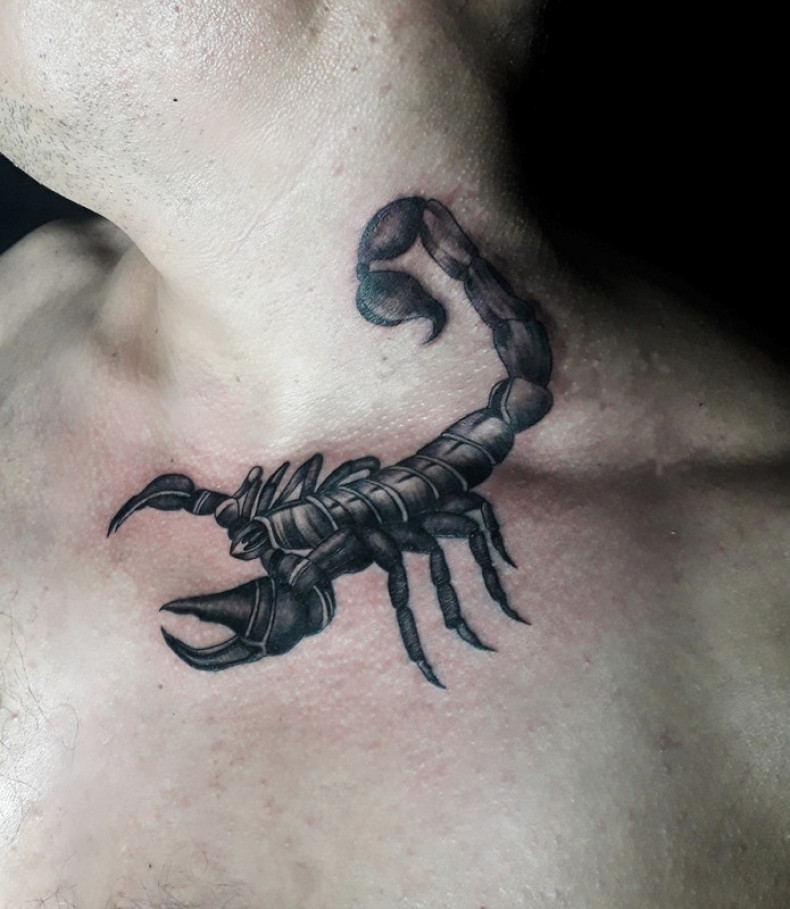 Mężczyźni szyja skorpion, photo - Tatuażysta Barb Tattoo