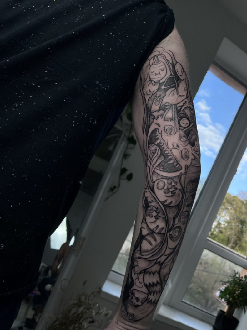 Мужские аниме рукав, photo - Тату мастер Barb Tattoo