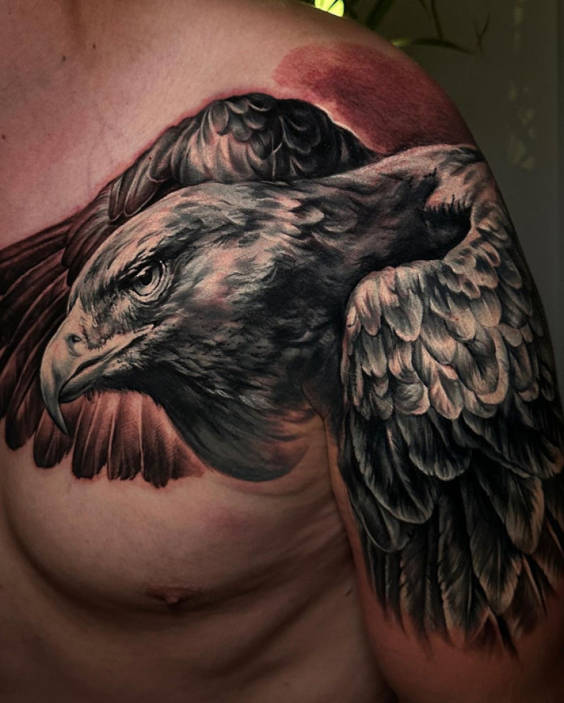 Men chest eagle, photo - Tattoo Master Barb Tattoo