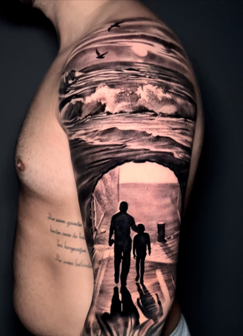 Męski abstrakcja morze, photo - Tatuażysta Barb Tattoo