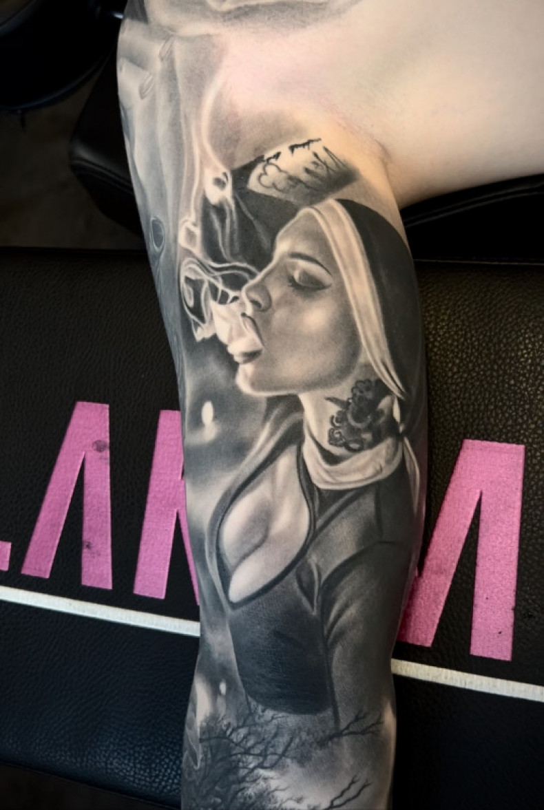 Men arm nun, photo - Tattoo Master Barb Tattoo