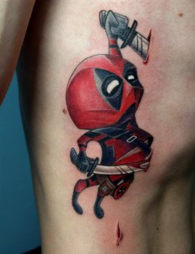 Męski Deadpool marvel, photo - Tatuażysta Barb Tattoo