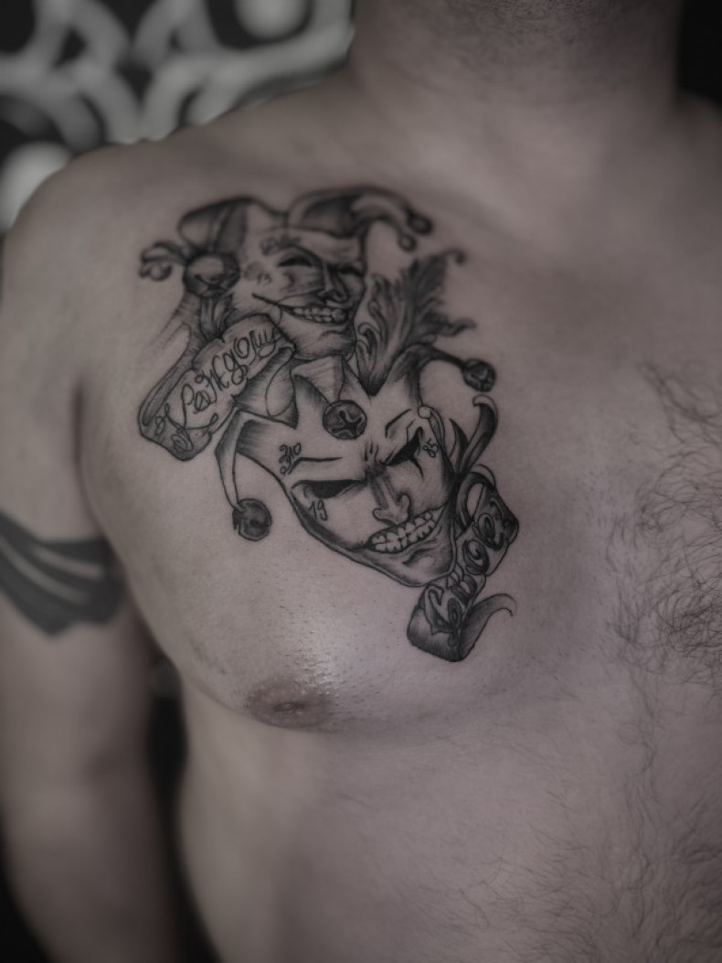 Męski błazen maska, photo - Tatuażysta Barb Tattoo