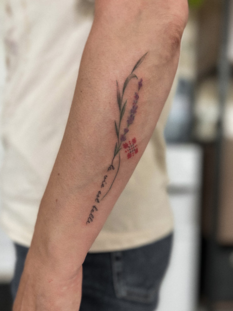 Męski haftowana koszula lawenda, photo - Tatuażysta Barb Tattoo