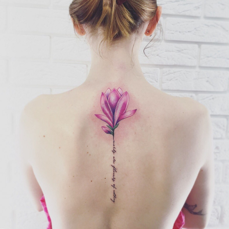 Women watercolor magnolia, photo - Tattoo Master Barb Tattoo