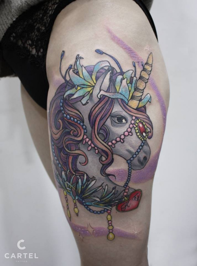 Women watercolor unicorn, photo - Tattoo Master Barb Tattoo