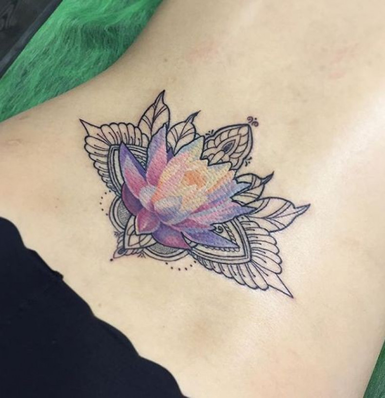 Women watercolor lotus flower, photo - Tattoo Master Barb Tattoo