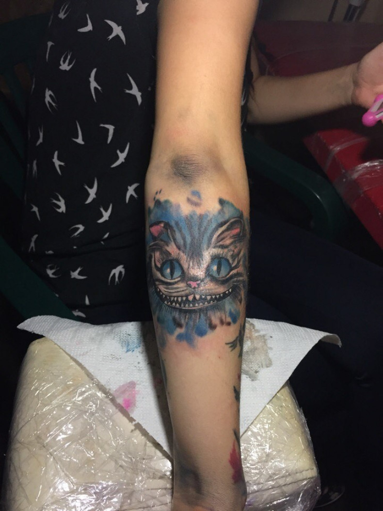 Women watercolor cat, photo - Tattoo Master Barb Tattoo