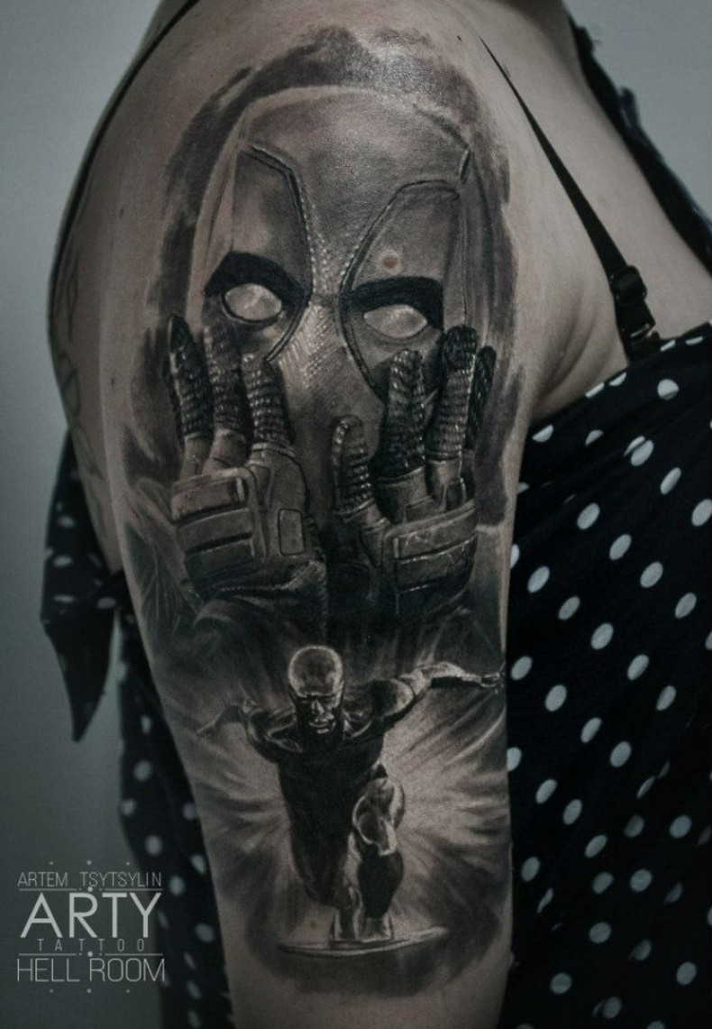 Frauen Arm deadpool, photo - Tattoo-Meister Barb Tattoo