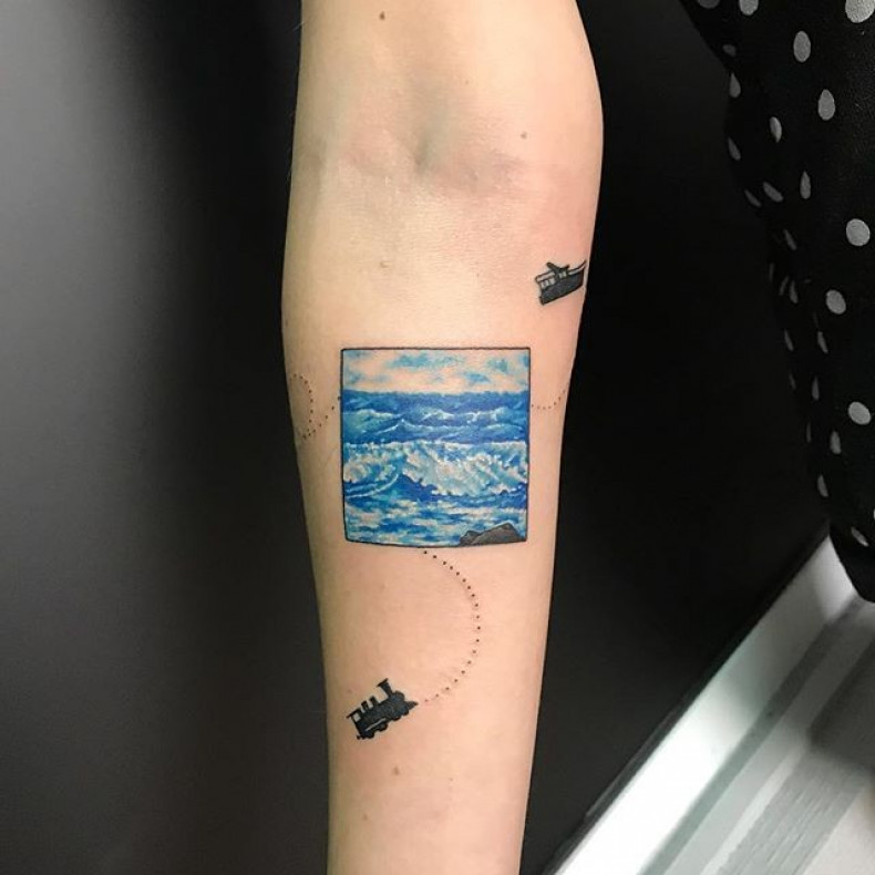 Женские акварель море, photo - Тату мастер Barb Tattoo