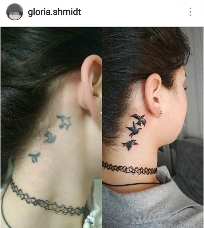 Women behind the ear neck, photo - Tattoo Master Barb Tattoo