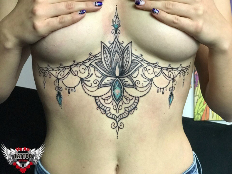 Women diamond lotus flower, photo - Tattoo Master Barb Tattoo