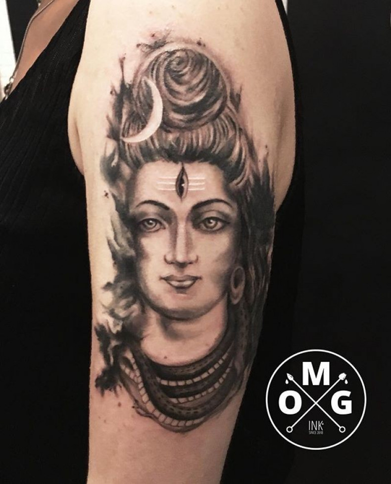 Damski czarny szary Budda, photo - Tatuażysta Barb Tattoo