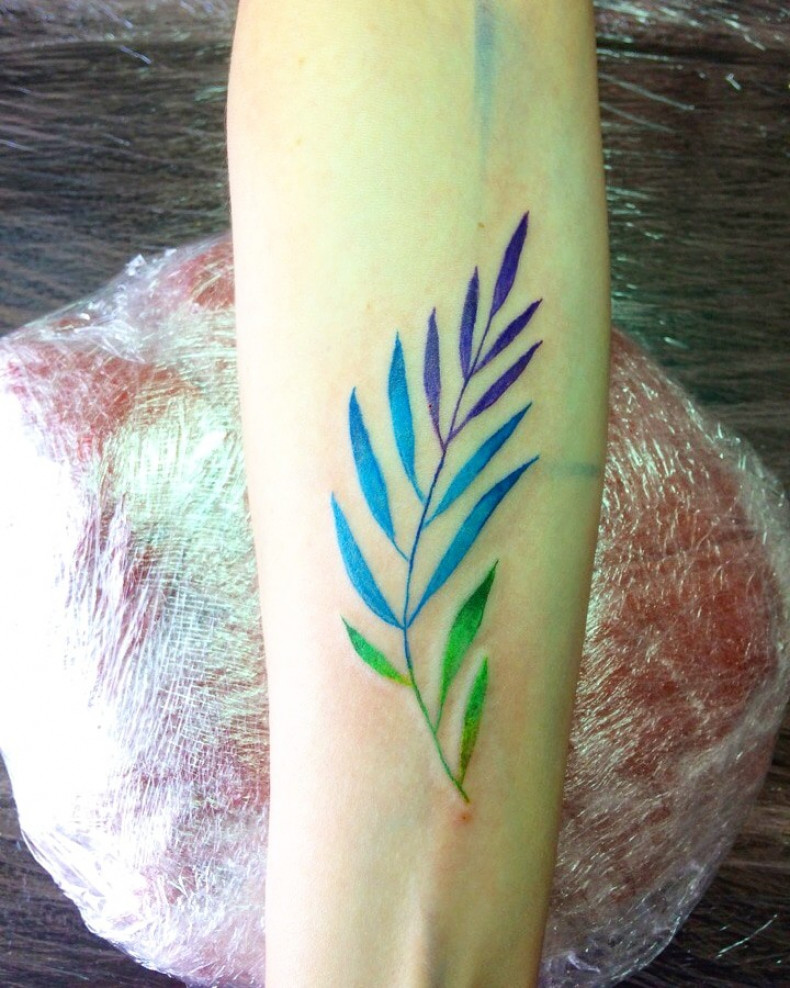 Women watercolor leaf, photo - Tattoo Master Barb Tattoo