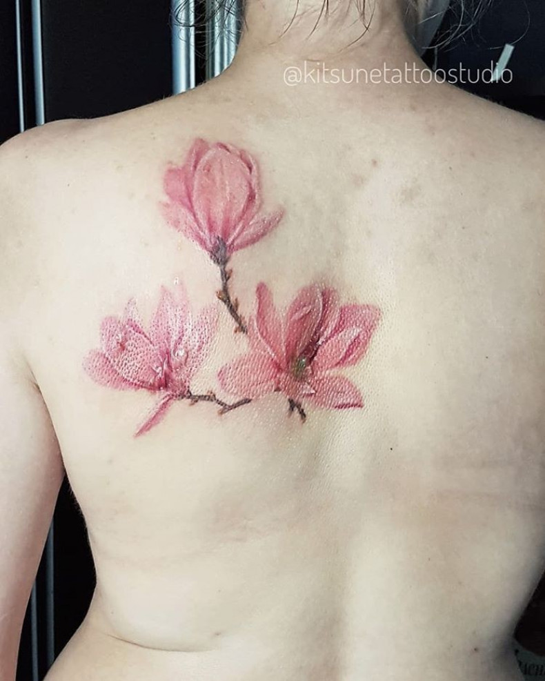 Женские акварель магнолия, photo - Тату мастер Barb Tattoo