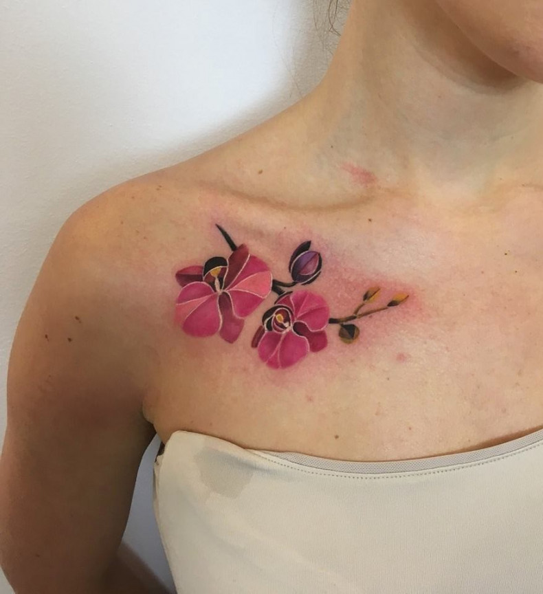 Women chest collarbone, photo - Tattoo Master Barb Tattoo