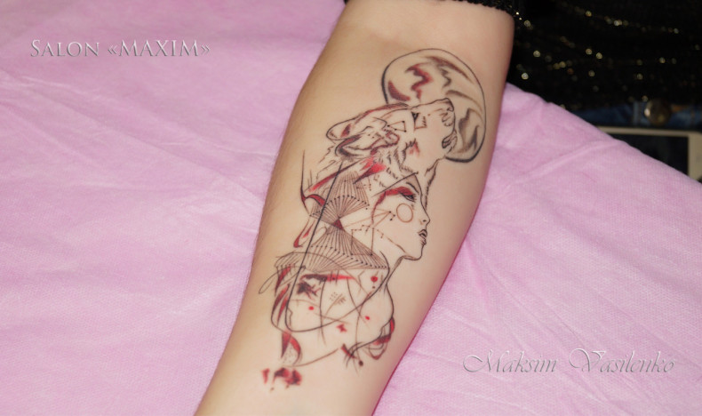 Damski wilk dziewczyna, photo - Tatuażysta Barb Tattoo