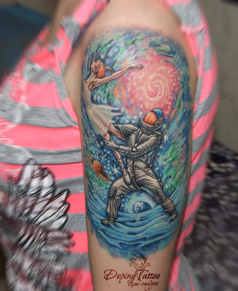 Damski astronauta baletnica, photo - Tatuażysta Barb Tattoo