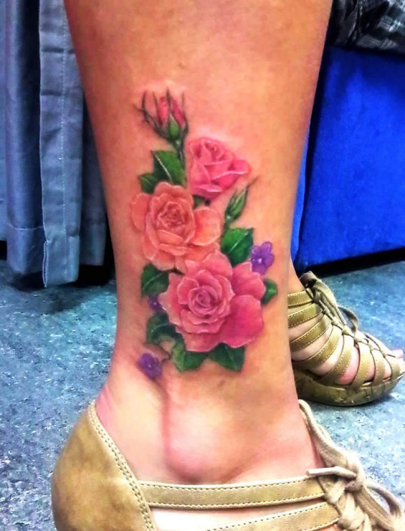 Women watercolor ankle, photo - Tattoo Master Barb Tattoo