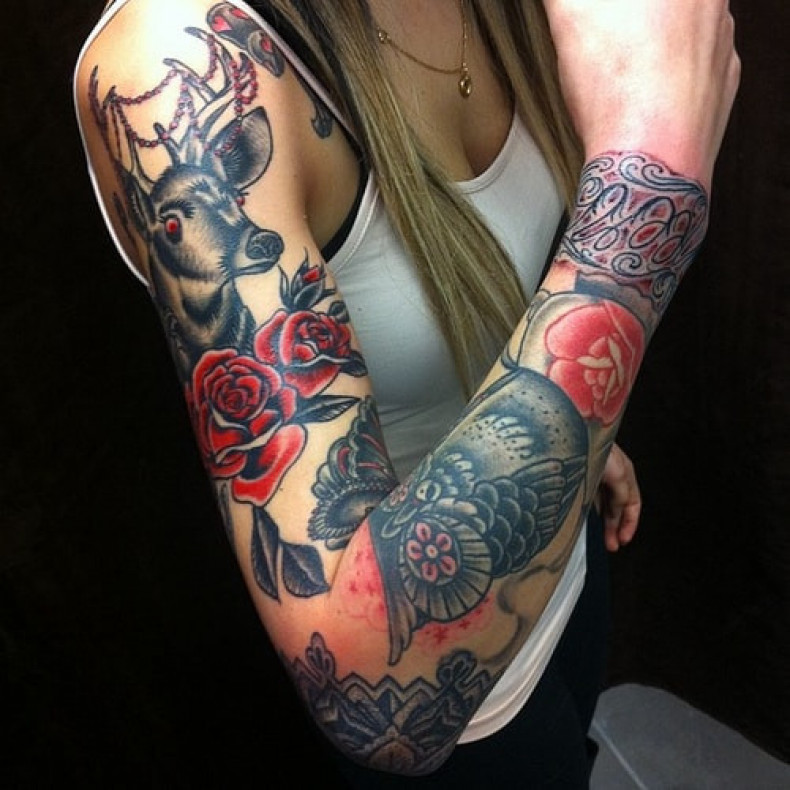 Frauen reh sleeve, photo - Tattoo-Meister Barb Tattoo