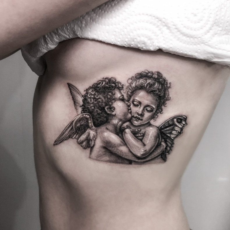 Damski anioł amorek, photo - Tatuażysta Barb Tattoo