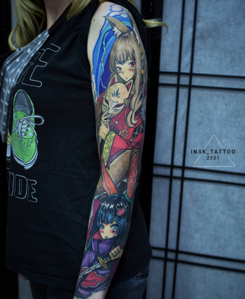 Damski animacja kitsune, photo - Tatuażysta Barb Tattoo