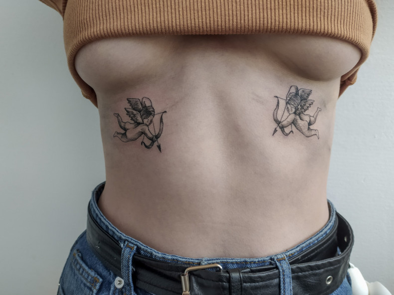 Damski anioł amorek, photo - Tatuażysta Barb Tattoo