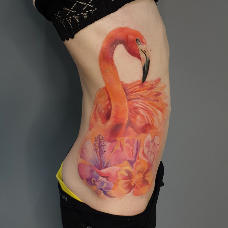 Frauen Aquarell Flamingo, photo - Tattoo-Meister Barb Tattoo