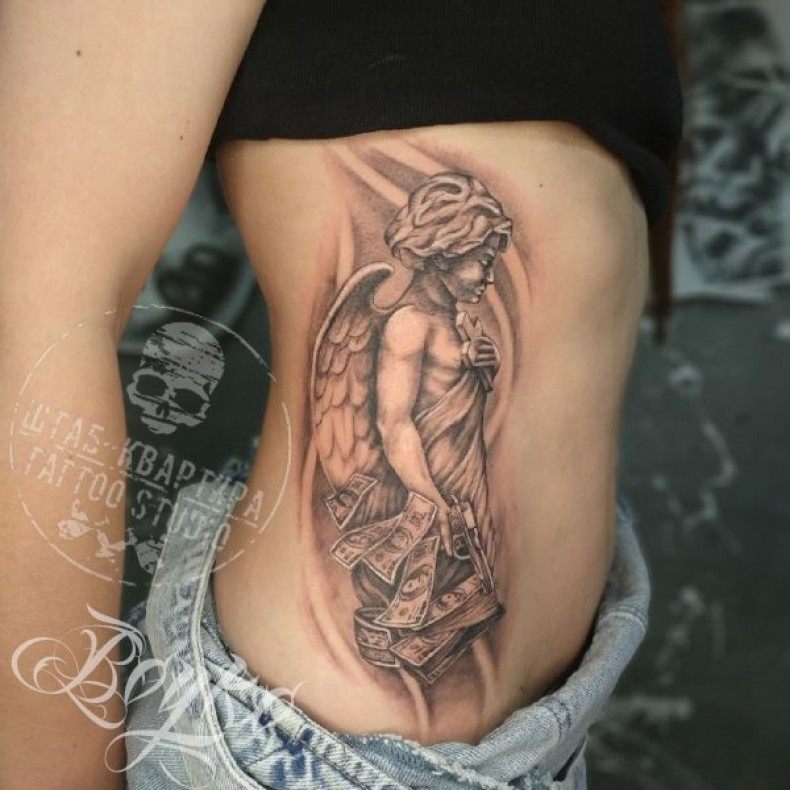 Delikatny, ale niebezpieczny aniołek dla naszego Klienta został obsadzony w 5 godzin, photo - Tatuażysta Barb Tattoo