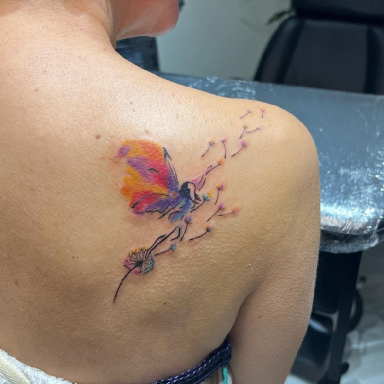 Frauen Aquarell Schulterblatt, photo - Tattoo-Meister Barb Tattoo