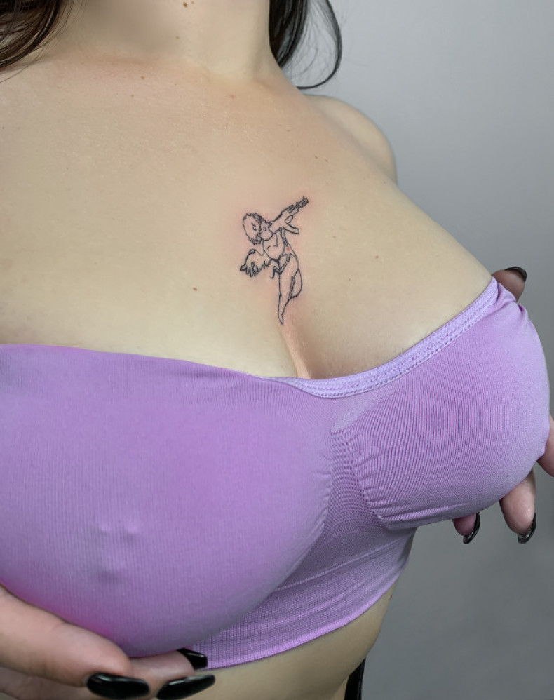 Damski anioł amorek, photo - Tatuażysta Barb Tattoo