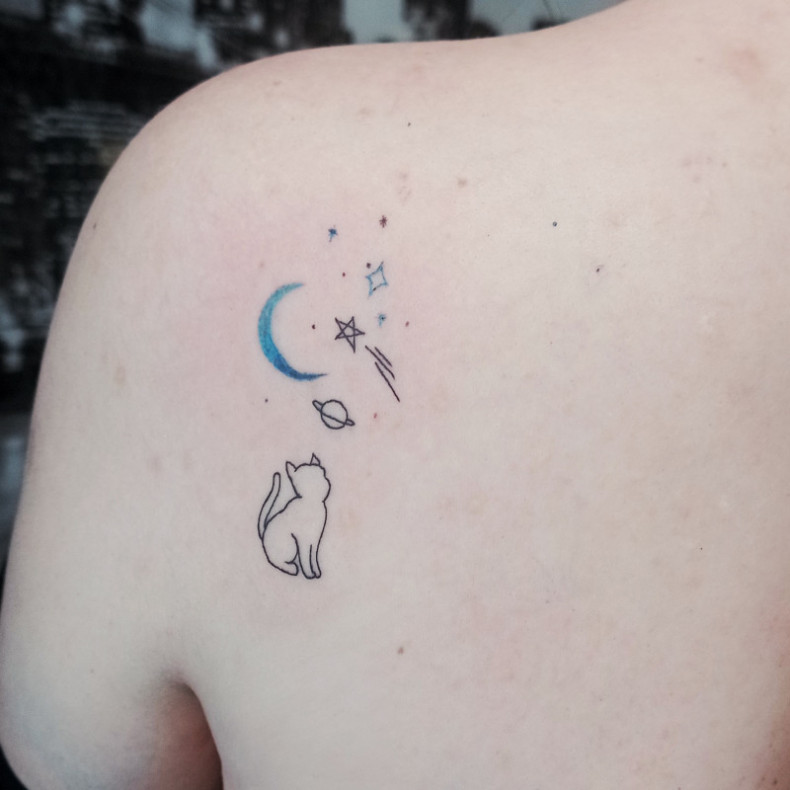 Women cat moon, photo - Tattoo Master Barb Tattoo