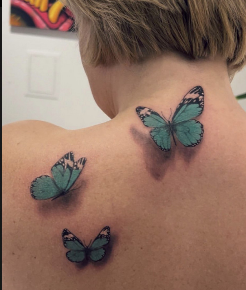 Damski 3d motyl, photo - Tatuażysta Barb Tattoo