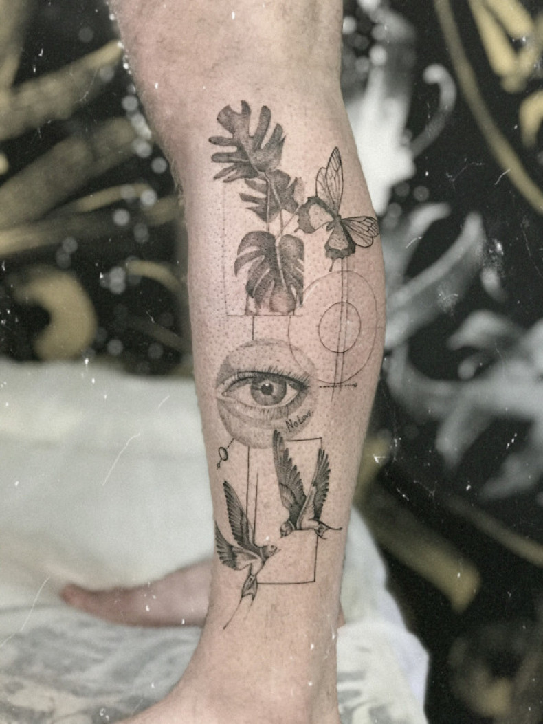 Глаз бабочка лист, photo - Тату мастер Barb Tattoo