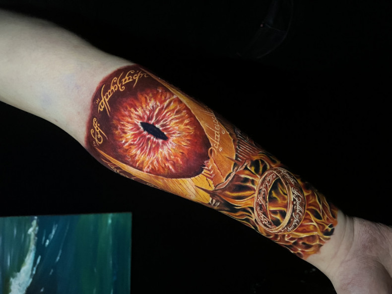 Auge unterarm Feuer (Flamme), photo - Tattoo-Meister Barb Tattoo