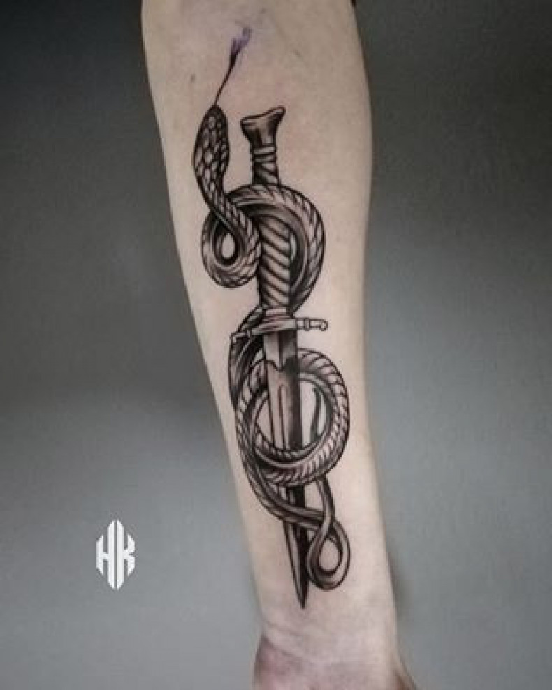 Snake arm dagger, photo - Tattoo Master Barb Tattoo