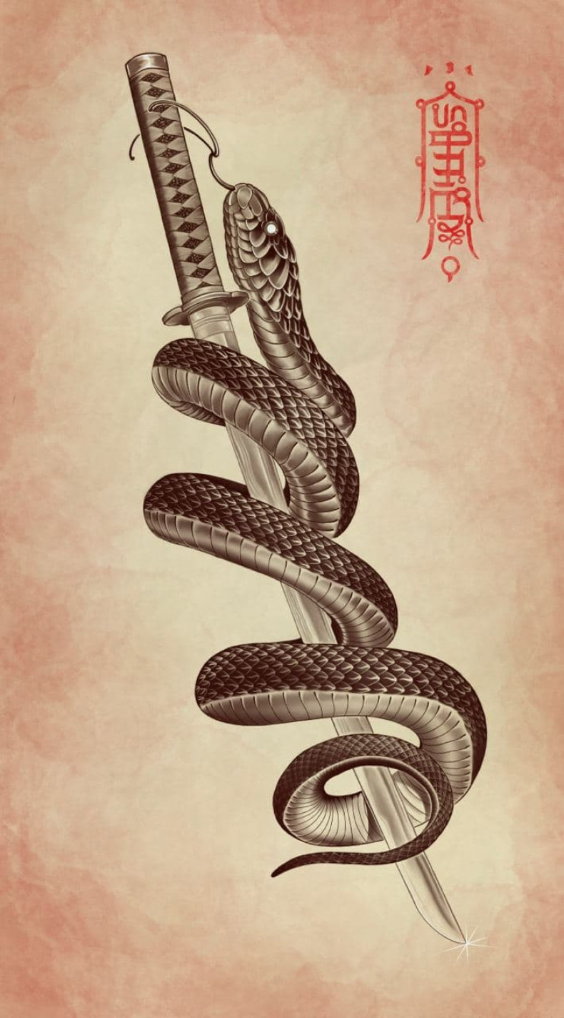 Snake sword sketch, photo - Tattoo Master Barb Tattoo